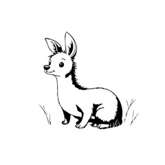 Whimsical hare illustration with captivating gaze, a charming creature amidst gentle grass design