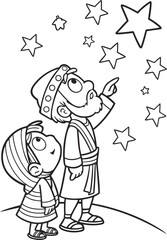 line art abraham and sarah looking at the stars as.eps