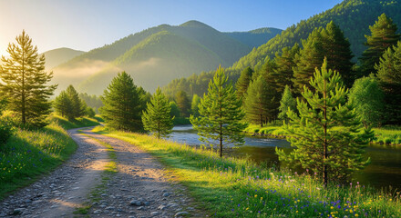 views with mountains, rivers, and beautiful, unspoiled roads