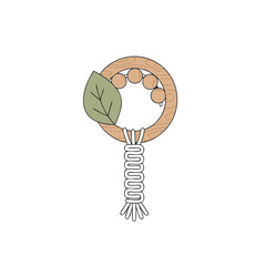 Flat illustration of a baby rattle in natural colors isolated on white background