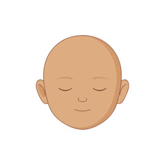 Flat illustration of a bald head in natural colors isolated on white background