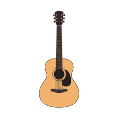 Obraz premium Acoustic guitar with six strings ideal for music design projects, websites, posters, and musicrelated content needing authentic imagery.