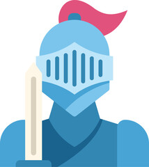 Cartoon illustration of a medieval knight character holding a sword and wearing a helmet with plume, perfect for history or fantasy projects