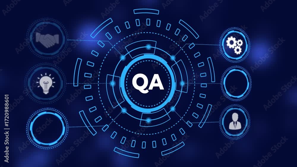 Aufkleber futuristic blue digital hud target interface element with bokeh lights background abstract artificia