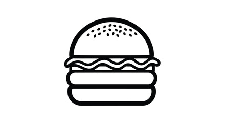 Fototapeta premium Burger with sesame seeds, fast food icon