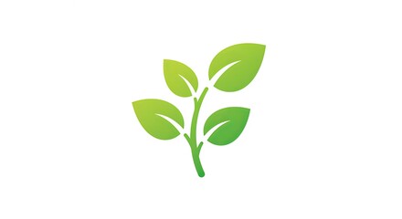 A stylized illustration of a vibrant green plant sprout with four leaves, symbolizing growth, nature, and environmental sustainability on a clean white background.