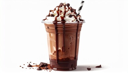 Decadent Chocolate Shake Delight A Creamy Treat with Whipped Cream and Chocolate Drizzle