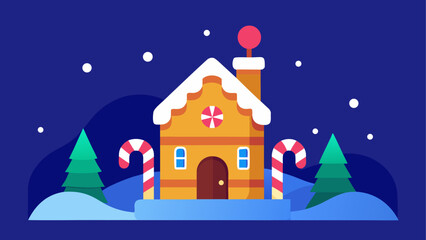 Naklejka premium Gingerbread house with christmas trees scene