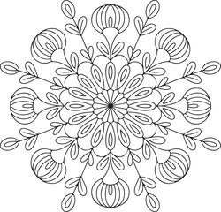 Blooming Flower Mandala Coloring Page – Floral Decorative Line Art Design