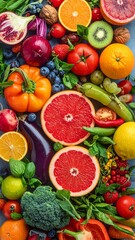 Vibrant Colorful Fruits Vegetables Healthy Eating Delicious Food, Generated image