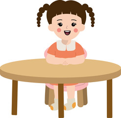 책상에 앉아있는 소녀