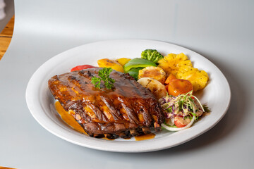 grilled steak with vegetables