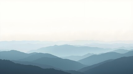 Minimalist Mountain Landscape with Mist Silhouette