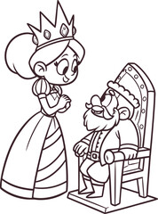 Fototapeta premium line art esther speaking to the king to save her p.eps