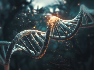 Glowing DNA Double Helix Structure Background