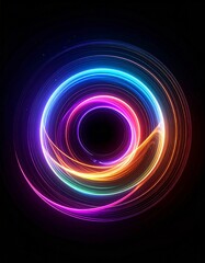 A colorful glowing abstract sphere spinning in the darkness, resembling a neutron star. The orb radiates vibrant light in multiple hues&mdash;blue, purple, pink, orange, and green&mdash;swirling together.