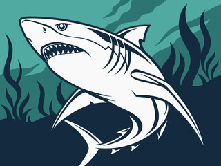Naklejka premium A dynamic, stylized illustration of a shark.