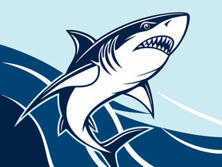 Obraz premium A dynamic, stylized illustration of a shark.