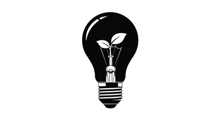 Black light bulb with plant growing inside