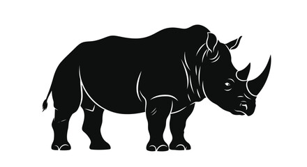 Black silhouette of a rhinoceros, vector image