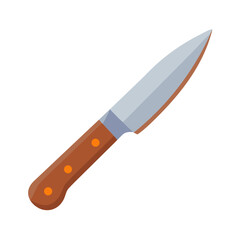 Sharp Kitchen Knife with Brown Handle Colored Icon