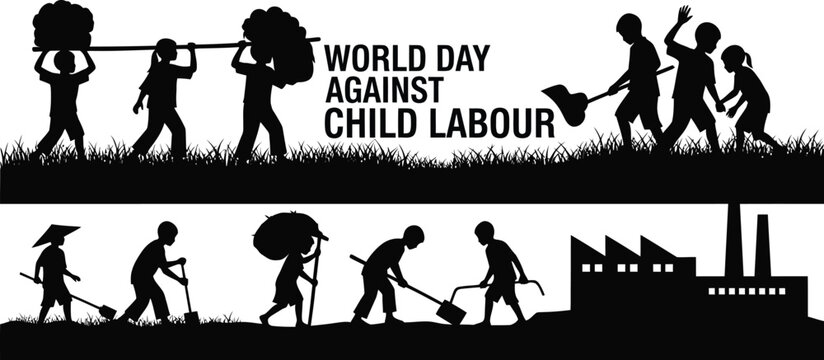 Children's labor awareness graphic for World Day Against Child Labour.