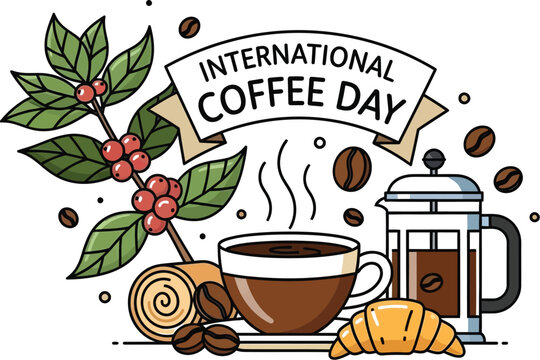 Celebrate international coffee day with a French press - Powered by Adobe
