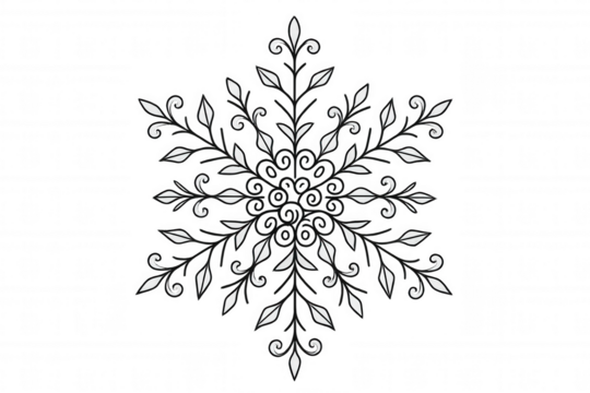 Ornate snowflake vector design, elegant winter decoration for holiday season, transparent background