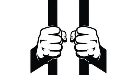 Hands holding prison bars representing confinement