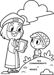 line art god giving the ten commandments to moses .eps