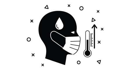 Illustration of sick person wearing face mask