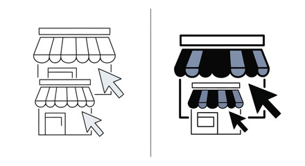 Online store icon with pointer illustration