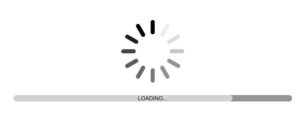 Flat Vector Loading Icon and Progress Bar Illustration in Minimalist Design