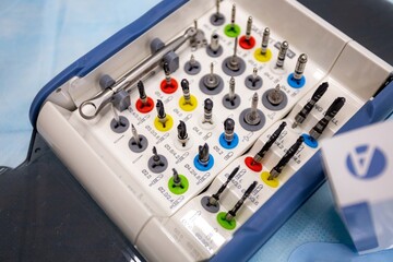 close-up of dentist with dental tools