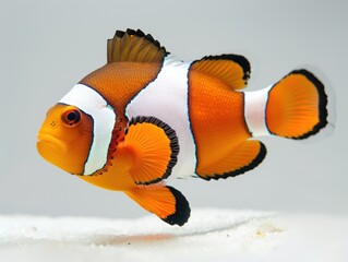 Close-Up of Vibrant Orange Clownfish Swimming in Aquarium Tank