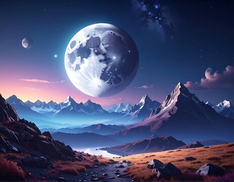 Cosmic mountain landscape