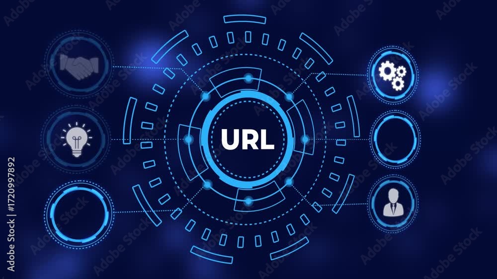 Poster futuristic blue digital hud target reticle with bokeh background abstract technology