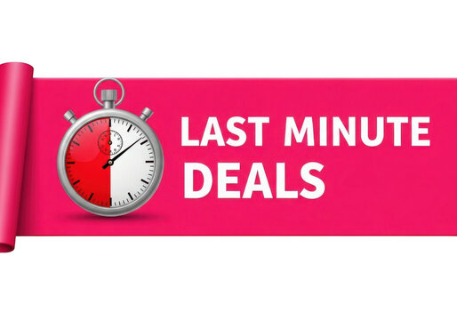 Last minute deals stopwatch timer promotion graphic for time sensitive offers isolated on transparent background