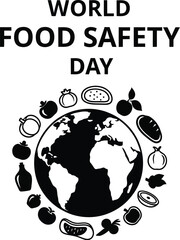 World Food Safety Day global awareness concept with diverse food items