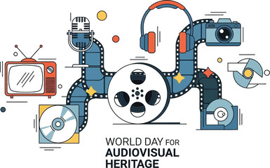 World Day for Audiovisual Heritage celebrated with media icons in design
