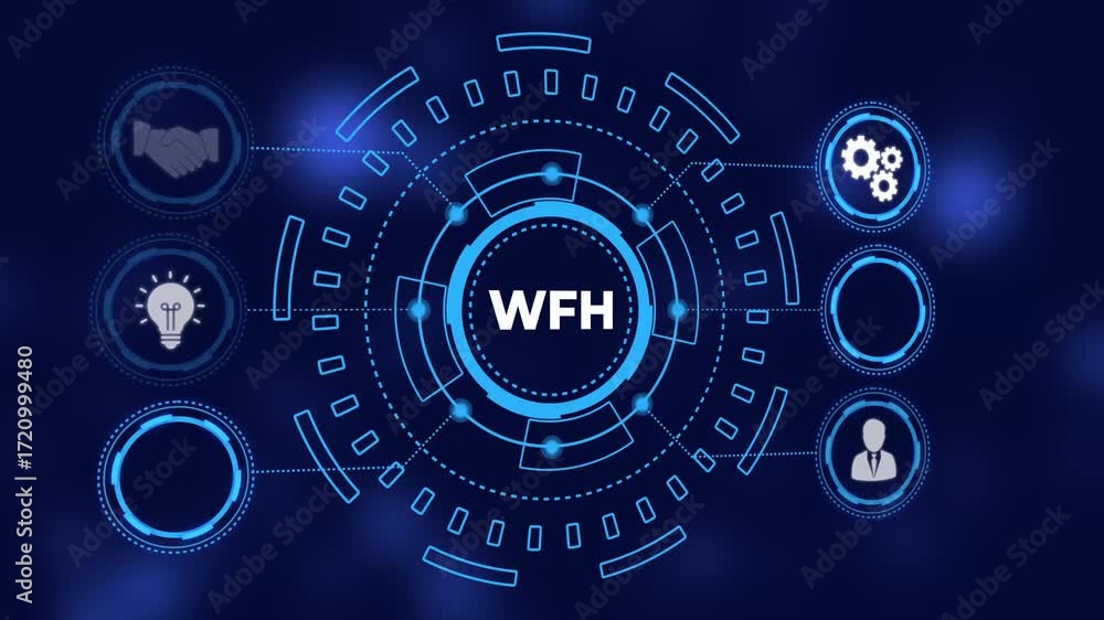 Aufkleber futuristic blue digital hud interface element with bokeh background abstract artificial intelligence