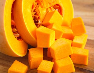 Sliced and diced vibrant orange squash