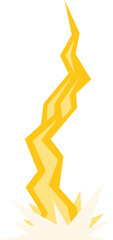 Yellow lightning bolt hitting the ground, creating a bright flash of light