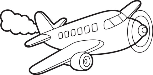 Cartoon Airplane Coloring Page – Cute Kids Aircraft Illustration for Learning and Fun