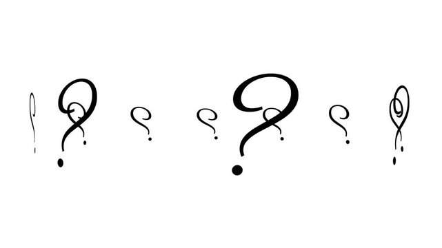 Animation of question mark on white background. 4k video black and white thin handwritten line icon for web design. Why, ask, question problem, monochromatic flat object animation.