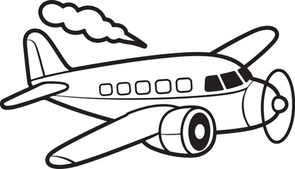 Cartoon Airplane Coloring Page – Cute Kids Aircraft Illustration for Learning and Fun