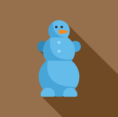 Cartoon snowman with carrot nose and button eyes celebrating winter holidays, christmas, and new year's eve