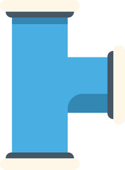 Blue pvc plastic pipe fitting connecting a plumbing system, isolated vector illustration