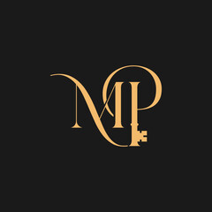 MP Monogram Logo with Key Symbol for Finance Identity