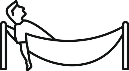 Man relaxing and enjoying lying in hammock, resting during vacation